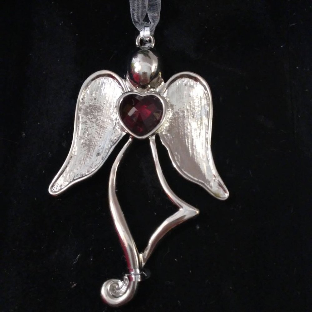 St Nicolas Square Angel Heart Silver Ornament